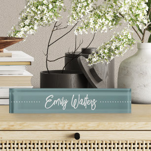 Porte-nom Pour Bureau Script Turquoise foncé et pointu