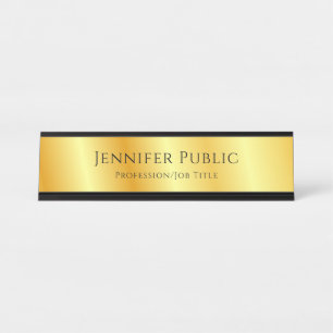 Porte-nom Pour Bureau Script typé Élégant Faux Or Revêtement métall