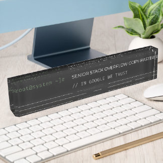 Porte-nom Pour Bureau Senior Stack Overflow Copieur-collé drôle en acryl