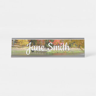 Porte-nom Pour Bureau Sept sources Pont d'automne III Paysage d'automne