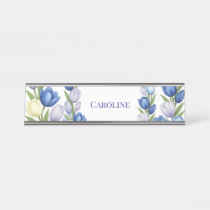 Porte-nom Pour Bureau Sérénité en Fleur Pastel Tulip Floral Maison Décor