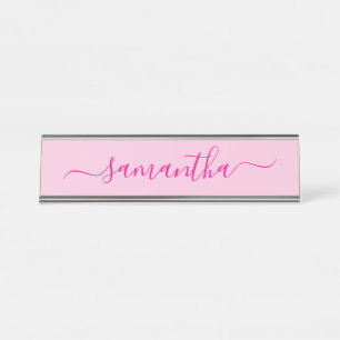 Porte-nom Pour Bureau Signature Fille Rose Chaud