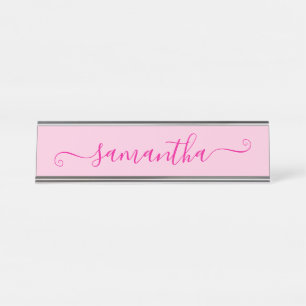 Porte-nom Pour Bureau Signature rose chaud
