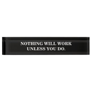 Porte-nom Pour Bureau Signe de motivation moderne noir et blanc