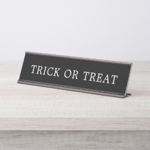 Porte-nom Pour Bureau Signe noir et blanc de Halloween de des bonbons ou
