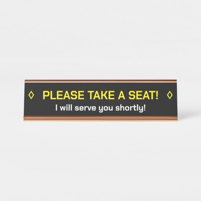 Porte-nom Pour Bureau "S'IL VOUS PLAÎT PRENEZ PLACE !" Signal de notific (Devant)