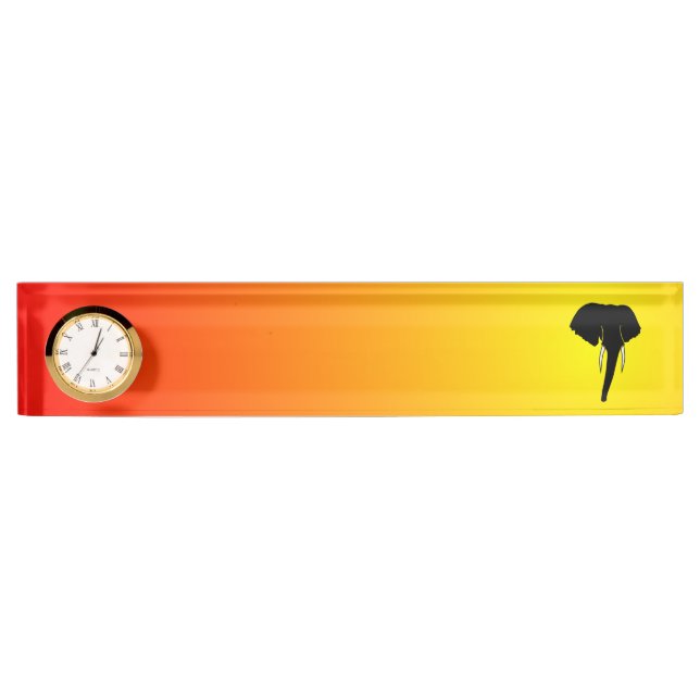 Porte-nom Pour Bureau Silhouette d'éléphant africain (Devant)