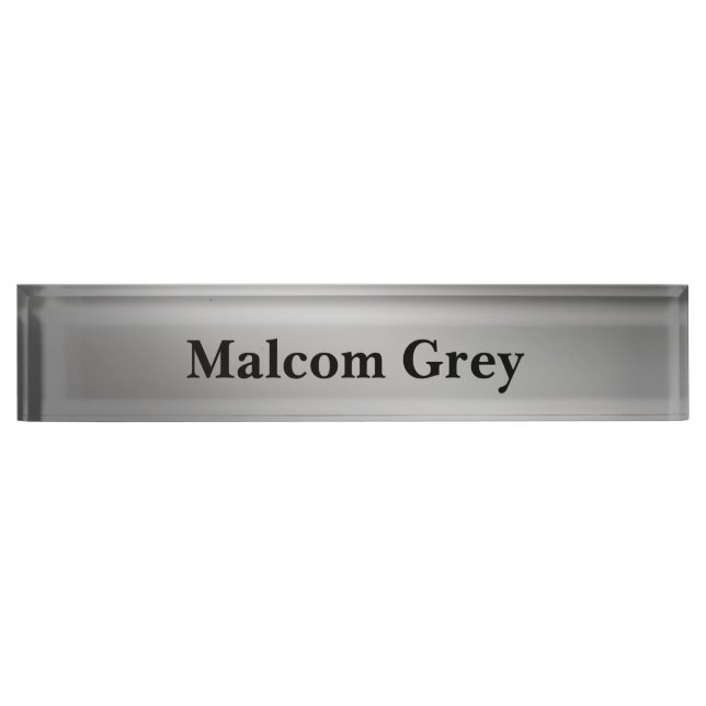 Porte-nom Pour Bureau Silver gris clair de lune ombre effet (Devant)