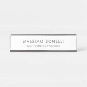 Porte-nom Pour Bureau Simple Élégant Minimaliste Moderne Blanc