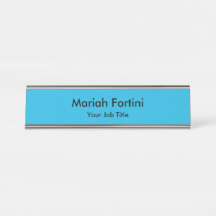 Porte-nom Pour Bureau Simple Elégant Moderne Minimaliste Votre nom Bleu