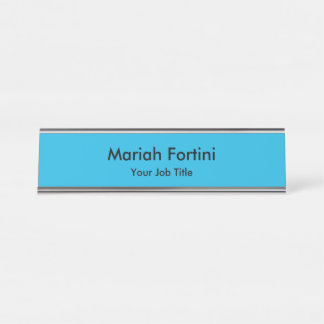 Porte-nom Pour Bureau Simple Elégant Moderne Minimaliste Votre nom Bleu