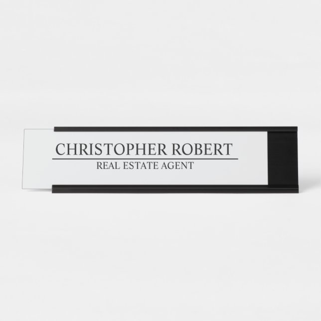 Porte-nom Pour Bureau Simple Immobilier (Devant)