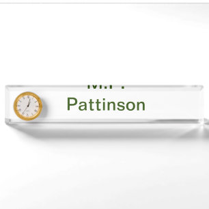 Porte-nom Pour Bureau Simple minimal vert ajoutez votre nom de texte pho