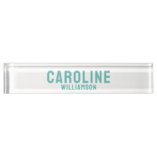 Porte-nom Pour Bureau Simple Modern bold fun rétro à la menthe vive aqua