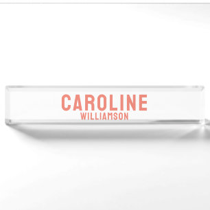 Porte-nom Pour Bureau Simple moderne audacieux rétro rose et orange