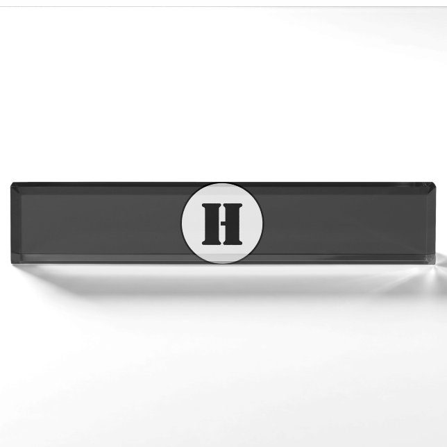 PORTE-NOM POUR BUREAU SIMPLE MODERNE MODERNE MONOGRAM ÉLÉGANT CHIC STYLE (Devant)