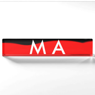 Porte-nom Pour Bureau Simple monogramme ajouter votre nom lettre man min