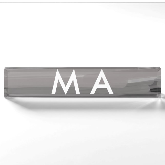 Porte-nom Pour Bureau Simple monogramme ajouter votre nom lettre man min (Devant)