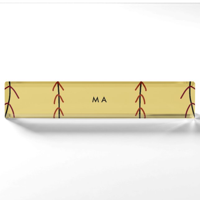 Porte-nom Pour Bureau Simple monogramme ajouter votre nom lettre man min (Devant)