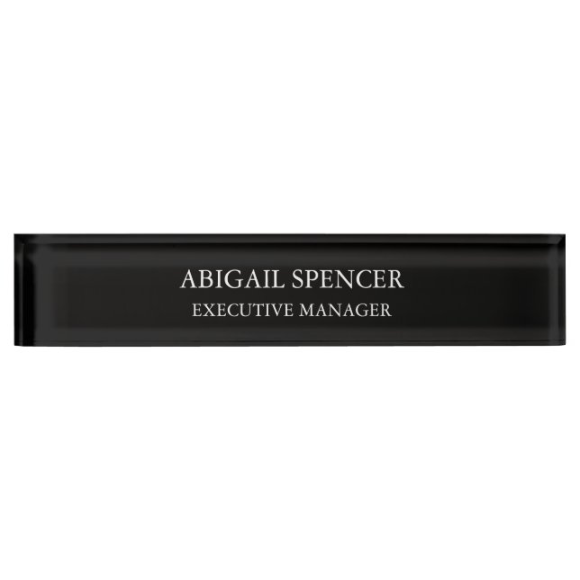 Porte-nom Pour Bureau Simple Noir Blanc Professionnel classique (Devant)