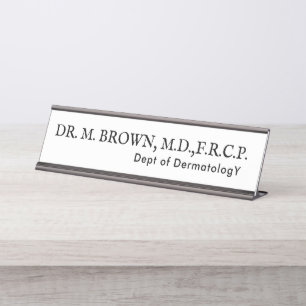 Porte-nom Pour Bureau Simple noir et blanc Dermatologie Docteur Adresse