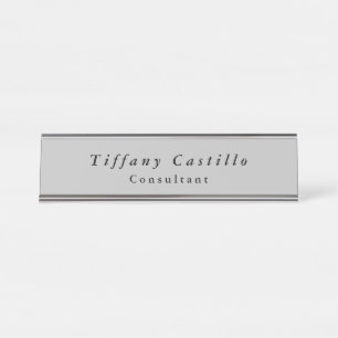 Porte-nom Pour Bureau Simple Plain Élégant Minimaliste Moderne Gris