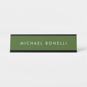 Porte-nom Pour Bureau Simple Plain Minimal Élégant Vert Forêt Moderne