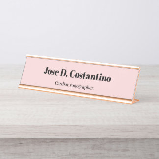 Porte-nom Pour Bureau Simple Rose Pâle Pastel Clair Nom Titre Bureau Nom