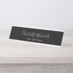 Porte-nom Pour Bureau Simple script minimal noir nom<br><div class="desc">Simple profession minimale de nom noir</div>