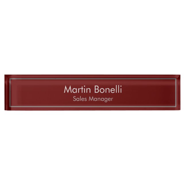 Porte-nom Pour Bureau Simple simple rouge foncé moderne professionnel (Devant)