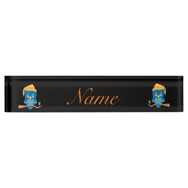 Porte-nom Pour Bureau Sleepy Owl Thunder_Cove (Devant)