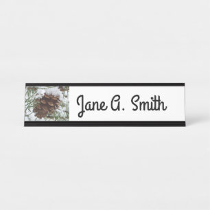 Porte-nom Pour Bureau Snowy Pine Cone I
