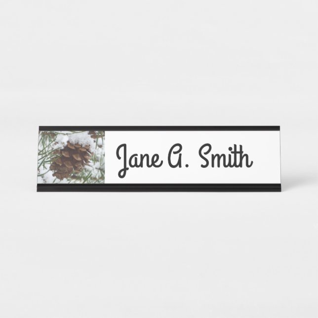 Porte-nom Pour Bureau Snowy Pine Cone I (Devant)