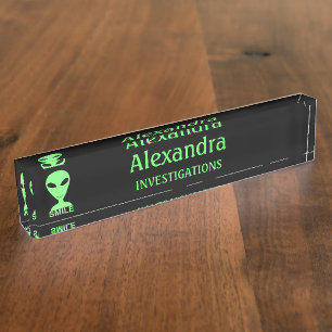 Porte-nom Pour Bureau Sourire de Z ! Signe heureux de bureau d'humour de