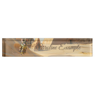 Porte-nom Pour Bureau Souris exploratrice du désert Steampunk