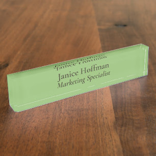 Porte-nom Pour Bureau Spécialiste du marketing en acrylique vert