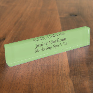 Porte-nom Pour Bureau Spécialiste du marketing en acrylique vert