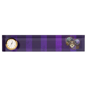 Porte-nom Pour Bureau Spider Steampunk sur Arrière - plan pourpre