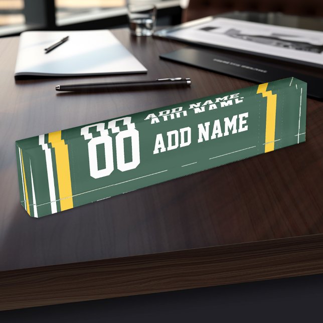 Porte-nom Pour Bureau Sports Team Football Jersey Nom personnalisé Numér (Personalized Sports Name Plate - Great for a Coach)