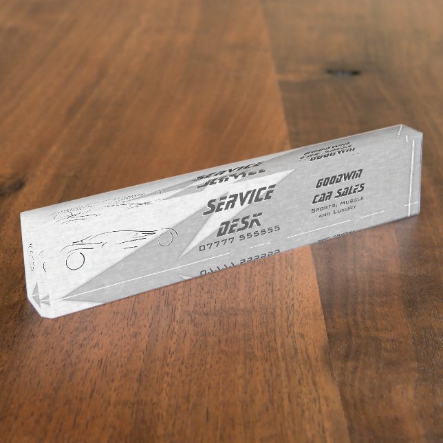 Porte-nom Pour Bureau Sportscar d'argent, éclair, salle d'exposition (Taille)