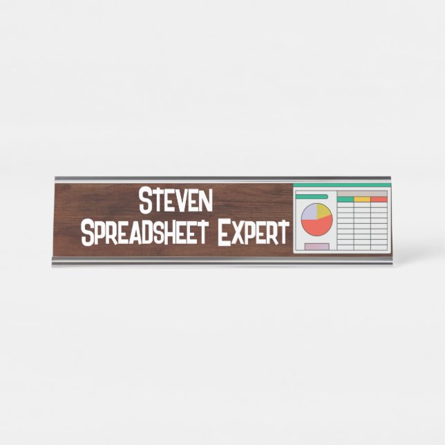Porte-nom Pour Bureau Spreadsheet Expert - fun, nouveauté (Devant)