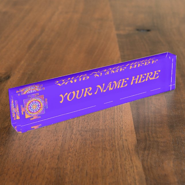 Porte-nom Pour Bureau Sri Yantra - Symbole hindouiste Design 1 (Taille)