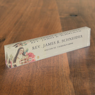 Porte-nom Pour Bureau St Therese les petits roses de rose de fleur