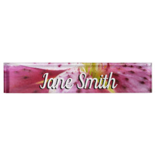 Porte-nom Pour Bureau Stargazer Lily brillant Magenta Floral