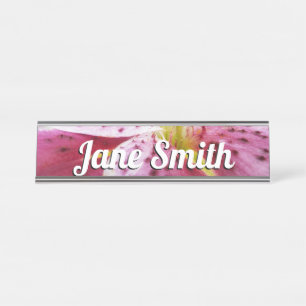 Porte-nom Pour Bureau Stargazer Lily brillant Magenta Floral
