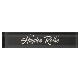 Porte-nom Pour Bureau Stars rétro Typographie Noire