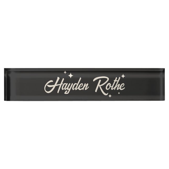 Porte-nom Pour Bureau Stars rétro Typographie Noire (Devant)