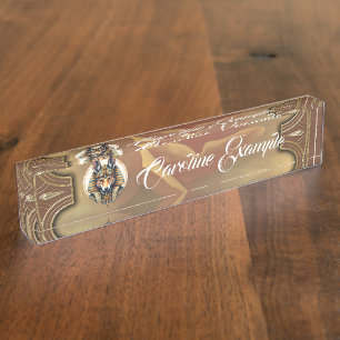 Porte-nom Pour Bureau Steampunk Anubis Fox Portrait