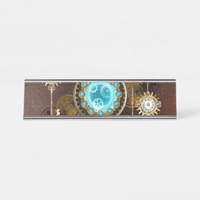 Porte-nom Pour Bureau Steampunk Rusty Background (Devant)