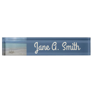 Porte-nom Pour Bureau Stormy Sandcastle Beach Landscape